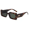 3316 Retro Thick Square Brown Glasses UV Protection Sunglasses. 