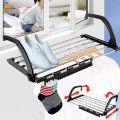 Folding Towel Drying Rack Stainless Steel Clothes Hanging Racks with Clips for Balcony Windowsill. 