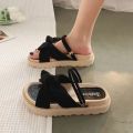 New Style Fairy Style Lady Summer Slippers Thick Platform Flat Sandals with Butterfly-Knot Summer Flip Flops Sandals Women.