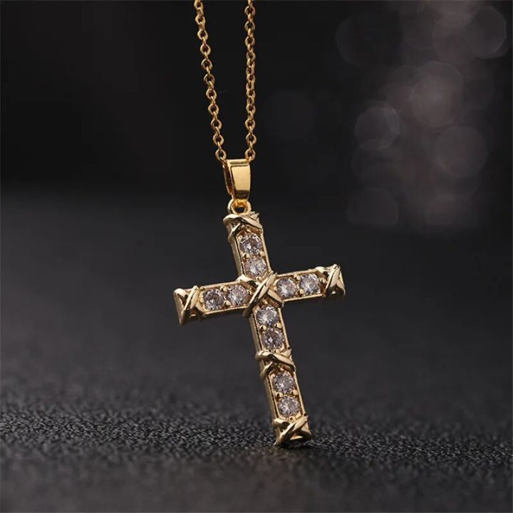 Vintage%20Punk%20Zircon%20Cross%20Pendant%20Necklace%20Stainless%20Steel%20Fashion%20Choker%20Collar%20Jewelry%20Birthday%20Gifts%20For%20Women%20Girls%20-%20Image%203