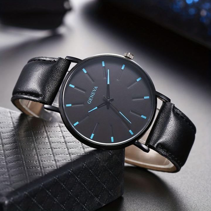 Geneva Men's Fashion Slim Belt Quartz Watch Stylish Gift for Men