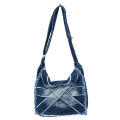 New Korean Casual Women's Cross-Body Bag Cross-Border Washed Denim Messenger Bag Holiday Shopping Trendy One-Shoulder Bag.