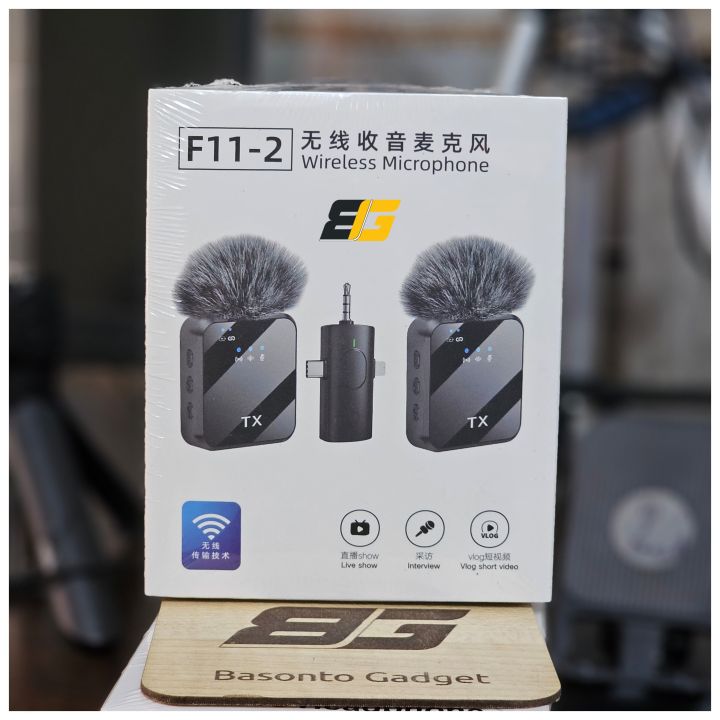 F11-2 Wireless Collar Microphone - iPhone Android Type-C Noise Cancelling