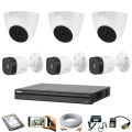 DAHUA 6-Pcs Set CCTV CAMERA PACKAGE with All Accessories 2MP-1080p Camera, High definition image CMOS Sensor. 