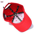 Black Embroidery logo Red Cotton Curved Cap For Men. 
