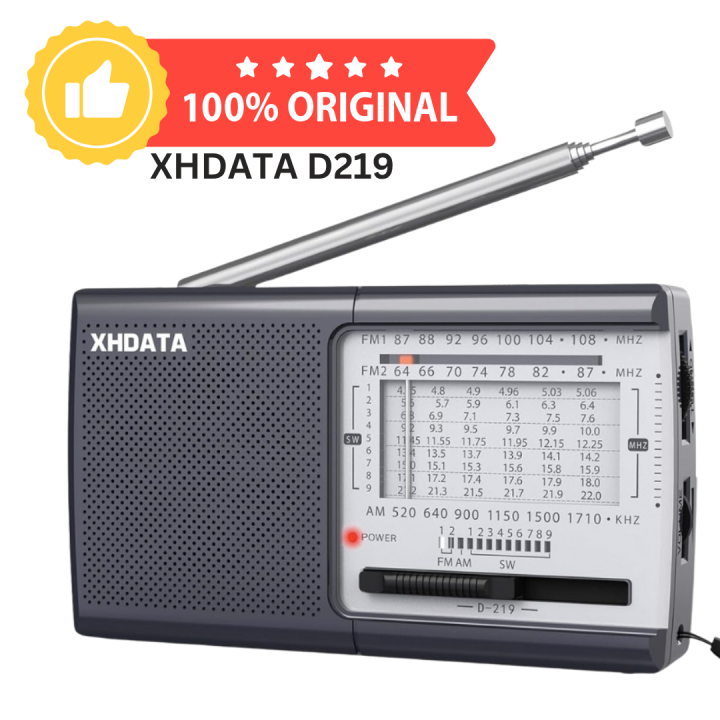 XHDATA D219 Portable AM, FM, Shortwave Radio Excellent Signal Reception Capacity and Crystal Clear Sound Quality. Best For Short Wave Lover. High Sensitivity Shortwave Pocket Radio. Xhdata D219 International Brand Radio (Gray/Silver)