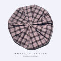 Red plaid berets, female Internet celebrities, the same trendy and cool round face, suitable for showing face, small octagonal bud hats, ins cloud hats.