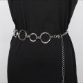 Fashion Circle Metal Chain Belt Women Gold Silver Round Alloy Belt With Long Tassel Female Waistband For Dress.