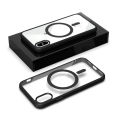 For Apple iPhone XS Max MagSafe Compatible Shockproof Transparent Slim Fit Wireless Charging supported Frosted Border Phone Back Case Mobile Cover.