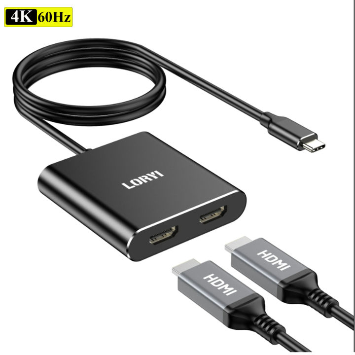 LORYI USB C To Dual HDMI Adapter Extend Display 4k 60hz For