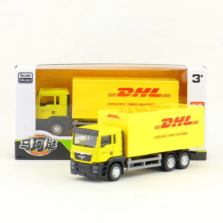 1:64 Express DHL Cargo Truck Model Alloy plastic Toy Car for Kids Gift Collection