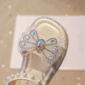 Girls Sandals Fashion Sequins Cute Bow Summer Princess Shoes Soft Falt Children Beach Kids Footwear 23-36.