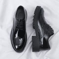 Platform High Heel 4/7/9 CM Height Increase Casual Men Brogue Patent Leather Shoe Man Oxford Dress Shoes Elevator Formal Wedding KEEMEEUYZO.