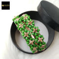 Green Crystal Beads Metal Bangles for Women (Imported) M-CB212 - 2 Pieces - Bangles - Bangles for Women - চুড়ি.