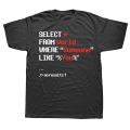 Novelty Programmer Programming SQL Code T Shirt Graphic Cotton Streetwear Short Sleeve Birthday Gifts Geek T-shirt Mens Clothing. 