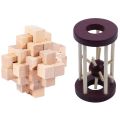 2pcs Wood Puzzle Brain Teaser Toy Games :1pcs Interlocking Puzzle & 1pcs Tetrakaidecahedron Lock Logic Puzzle Tik Tok. 