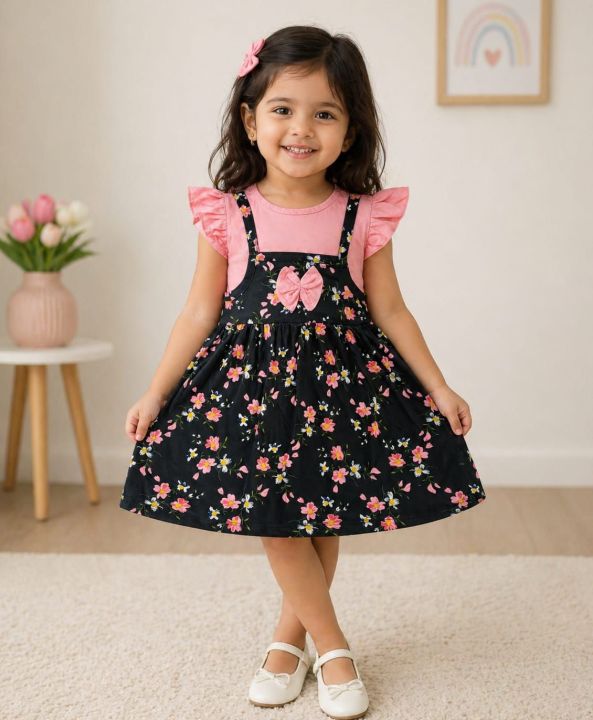 1-2%20and%207-10%20Years%20Baby%20Girls%20Overall%20Print%20Dress%201%20piece%20-%20Image%202