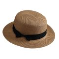 Internet Celebrity Korean Straw Hat Women's Summer British Retro Flat Top Fresh Bowler Hat Sun-Shade Sun Protection Hat Travel Fashion Summer. 