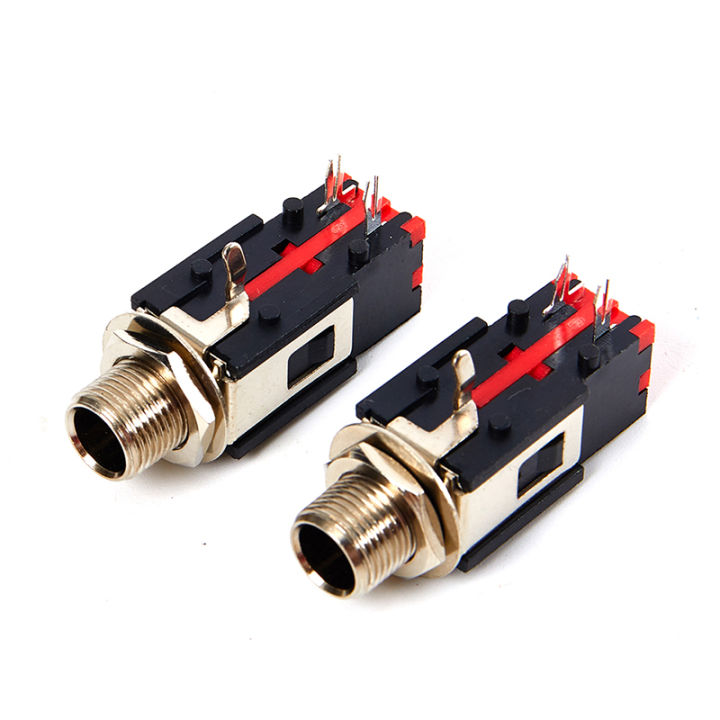 2Pcs 6.35mm Audio Headphone Jack 1/4 inch 5 Pin Audio Microphone Female Socket Panel Mount Solder Conenctor
