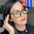 European and American cat eye flat lens TR90 anti blue light ins personalized 2022 new large frame eyeglass frame concave design for women. 