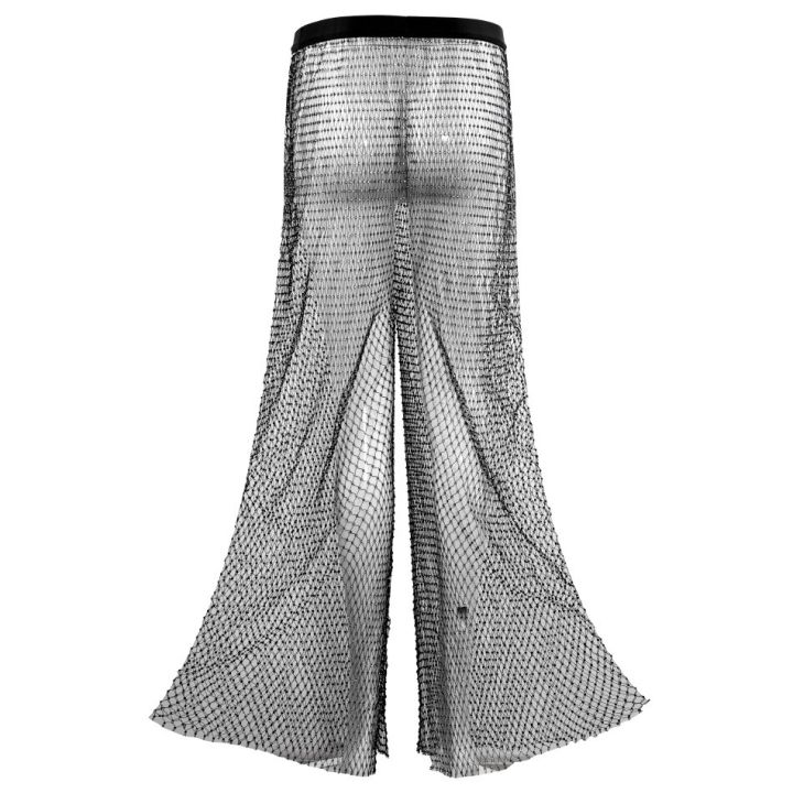 Sparkle%20Diamante%20Fishnet%20Wide%20Leg%20Trousers%20Crystal%20Mesh%20Flare%20Pants%20High%20Waisted%20Rhinestone%20Split%20Hem%20Leggings%20-%20Image%207