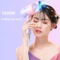 Professional Hair Dryer Portable Foldable Negative Ion Nano Hair Dryer Home Travel Blue Anti-static Cold and Warm Air Hair Dryer. 