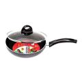 Non Stick Fry Pan 24cm With Glass Lid - Silver and Black. 