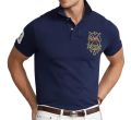 RL Men's Custom Triple Pony Embroidered Short-Sleeved Polo Shirt. 