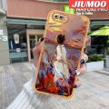 JIUMOO Case For OPPO A3s Case Oil Painting Beauty Girl Thin Shockproof Square Edge Silicone Casing Full Lens Cover Camera Protect Cases Softcase.