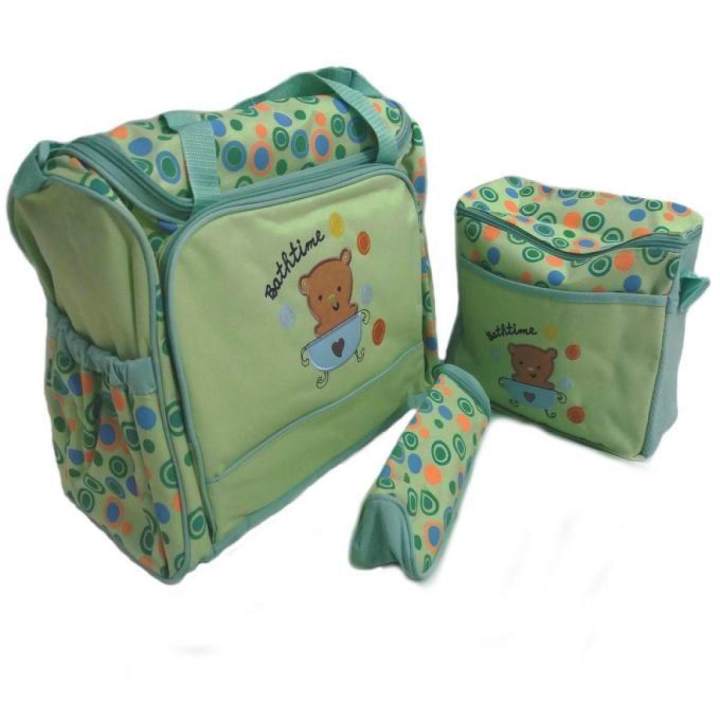 Baby Diaper Bag 3pcs Green - Main Image