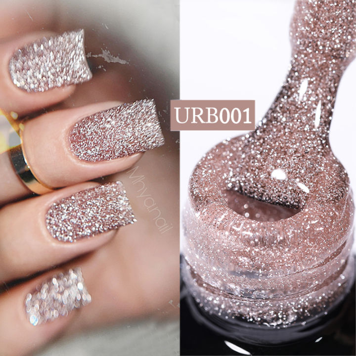UR SUGAR 7ml Rose Gold Reflective Glitter Rubber Base Gel Nail Polish Sparkling Glowing Semi Permanent Nail Art UV Gel