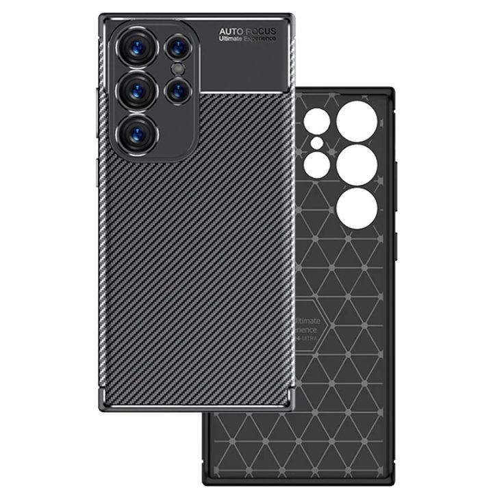 Carbon Fiber Cover For Samsung Galaxy S24 Ultra Case Silicone Funda For Samsung S24 Ultra Thin Phone Case For Samsung S24 Ultra