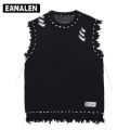 Harajuku tattered fringed sweater vest women's y2k Vintage korean oversized knitted ugly sleeveless sweater men's aesthetic. 
