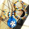 Hand Painting Wooden Jewellery Set/Wood Base Jewellery /Handicraft Wooden Jewellery Set/Exclusive & Fashionable Jewellery Set. - Necklace S. 