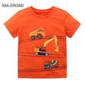 SAILEROAD Summer T Shirt Cotton Short Sleeve Cartoon Vehicles Excavator T-shirts Kids Tee Girl Tops Boys Children Clothes.