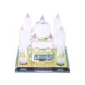 Glass Taj Mahal Showpiece - White and Yellow Decorative Home Decor. 