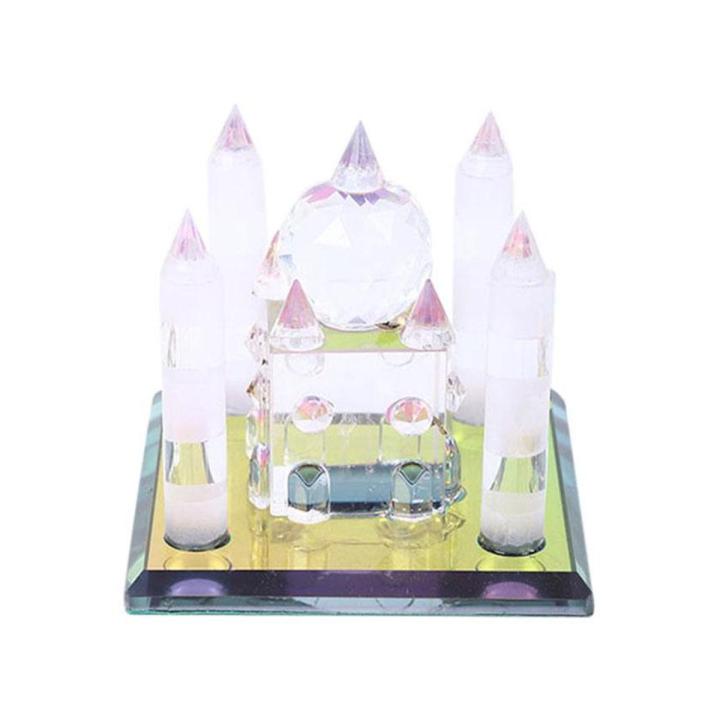 Glass Taj Mahal Showpiece - White and Yellow Decorative Home Decor
