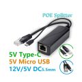 PoE Splitter 5V MicroUSB Power Over Ethernet 48V To 5V POE Splitter For IP Camera MicroUSB Type C DC5.5x2.1 DC3.5x1.35. 