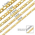 Wholesale 5mm 6mm Stainless Steel Necklace Mens 14k 18K Gold Plated Filled Cable Franco Chain Figaro Chain Rope Chain.