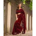 Maroon Georgette Saree For Women. 