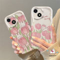 Fresh Tulip Phone Case Compatible For IPhone 11 14 13 12 Pro Max XR X XS Max 7 6 8 6s Plus SE 2020 Cute Sweet Bunny Flower Shockproof 3D Wavy Curved Edge Soft Cartoon Cover.