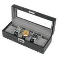 6 Slot Leather Watch Box Display Case. 