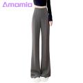 Flared Suit Pants High Waist Wide Leg Pants for Women Stylish Solid Color Flared Trousers for Work Casual Wear Summer Suit Pants High-waisted Suit Pants. 