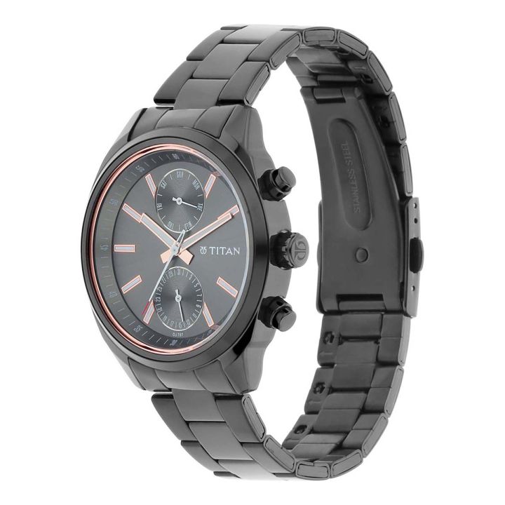Anthracite Dial Stainless Steel Strap Watch For Men - 1733NM01