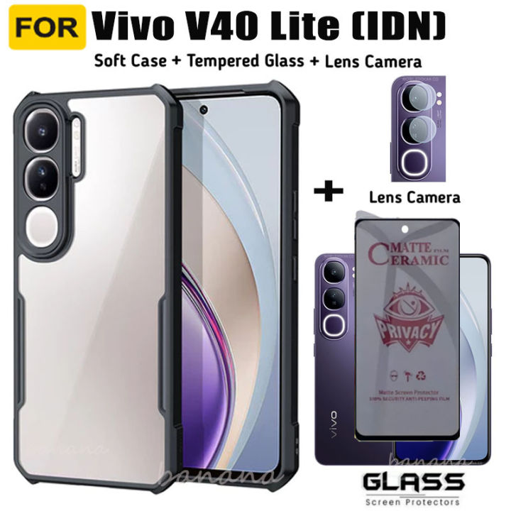 For Vivo V40 Lite 4G Phone Case Vivo V40 Lite 5G Anti-peeping Tempered Glass Screen Protector