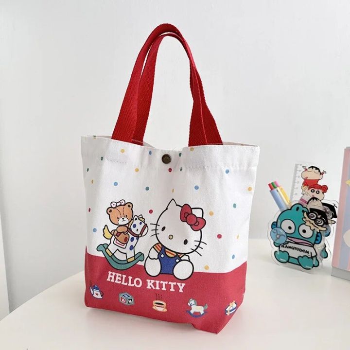 Women Hello Kitty Shoulder Tote Bags Sanrio Cartoon Canvas Hand
