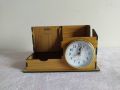 Wooden Desk Calendar 2024 with Pen Holder, Desk Clock. 