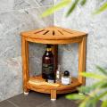 GC Corner Shower Stool, Waterproof Shower Foot Rest For Inside Shower, Wood Bathroom Stool Bench Seats With Storage Shelf Non-Slip Foot Pads For Small Space. 