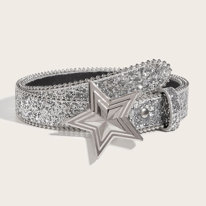 Snap%20Belt%20Female%20Ins%20Style%20Golden%20Belt%20Decorative%20European%20and%20American%20Fashion%20Cool%20Sequins%20Jeans%20Strap%20Versatile%20Design%20Lr129%20-%20Image%202