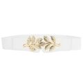 【beauty code store】Leaf Belts For Women Gold Buckle Ladies Stretch Elastic Waist Belt For Dress Plus Size Female Waistband. 